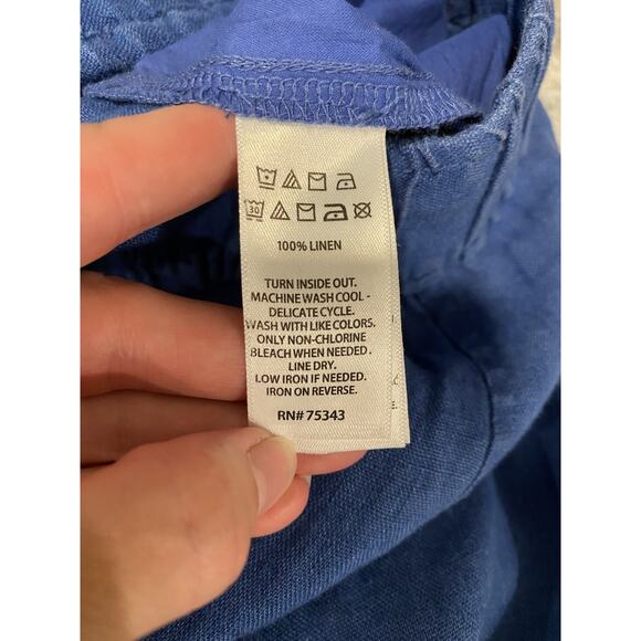 Tahari Essentials 100% Linen Wide Leg Pants Womens Size XL Loose Blue Cropped - Picture 6 of 13